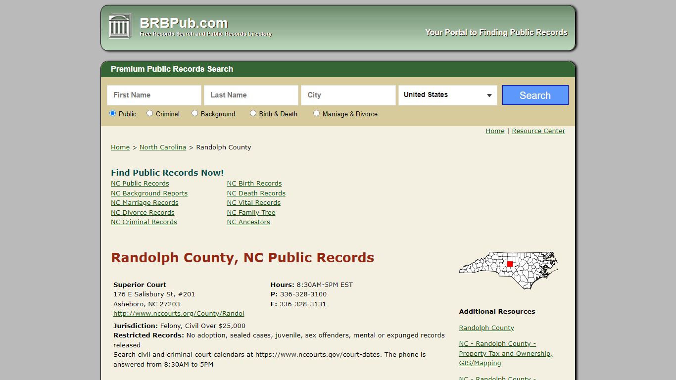 Randolph County, NC Public Records - BRB Pub